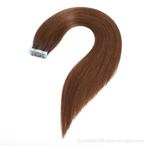 Wholesale #4 Brown Colored Hair Double Drawn Remy Tape In Hair Extensions European Virgin Human Tape Hair Extension
